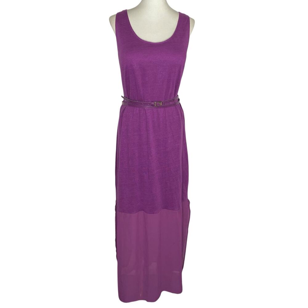 Lane Bryant Sleeveless Maxi Dress Purple Magenta Linen Chiffon Size 14/16